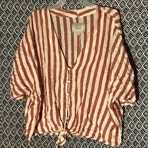 White and pink striped Rails T-shirt